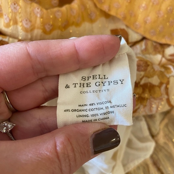 Spell and the Gypsy Coco Lei Mumu Dress in Burnt Yellow Size S BOHO Bohemian - Picture 9 of 9